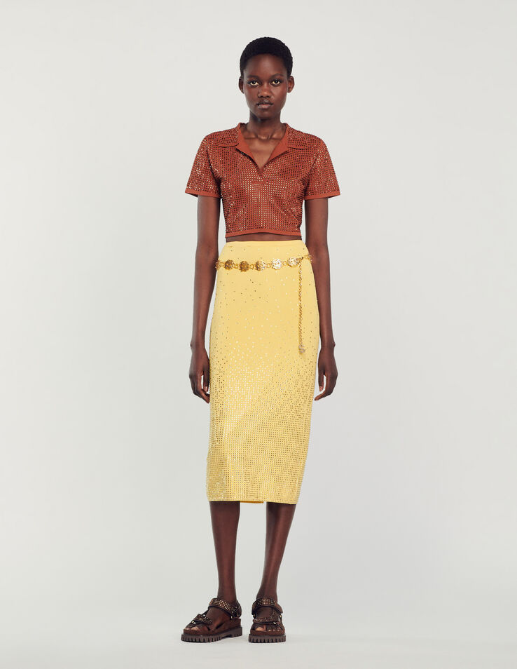 Sandro Rhinestone-embellished midi skirt. 1