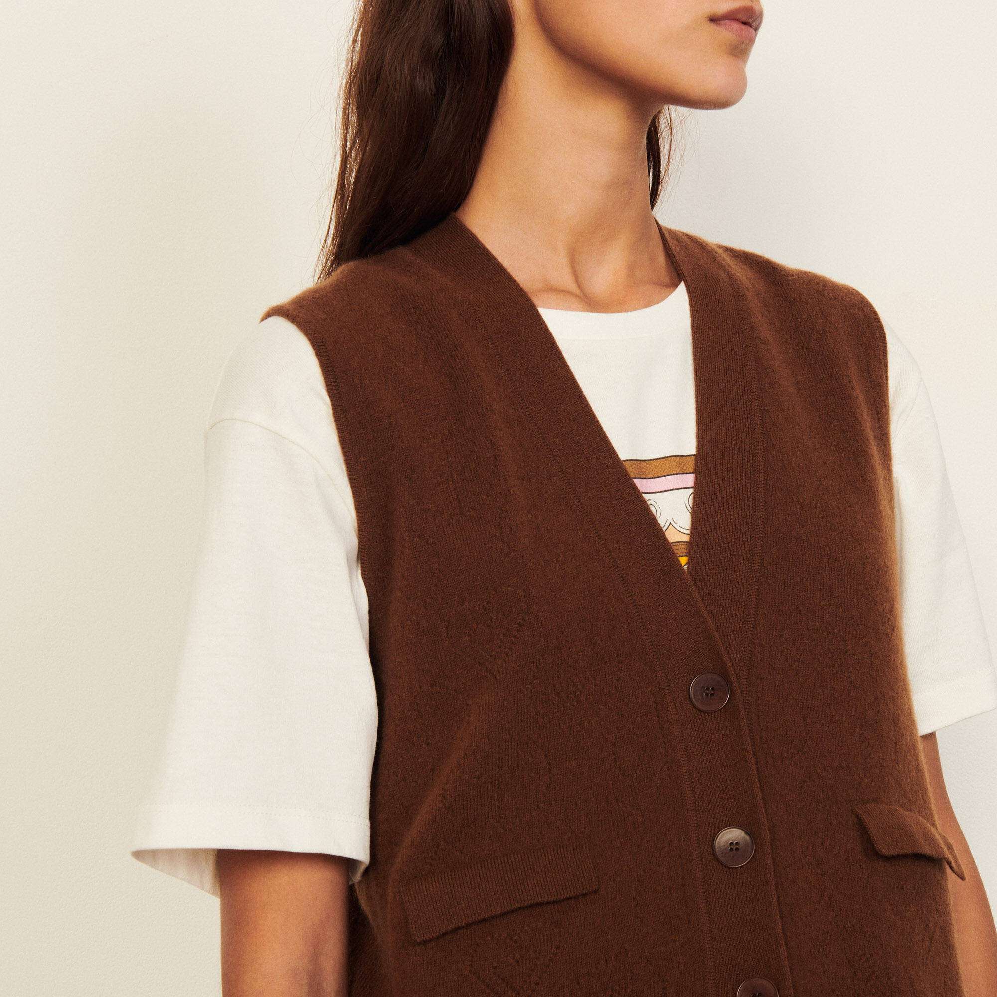 Brown sleeveless cardigan Clearance