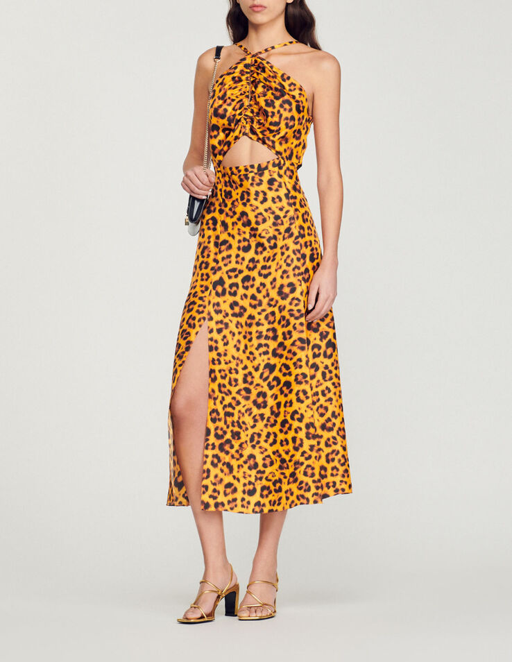 Sandro Long leopard print dress Select a size and. 1
