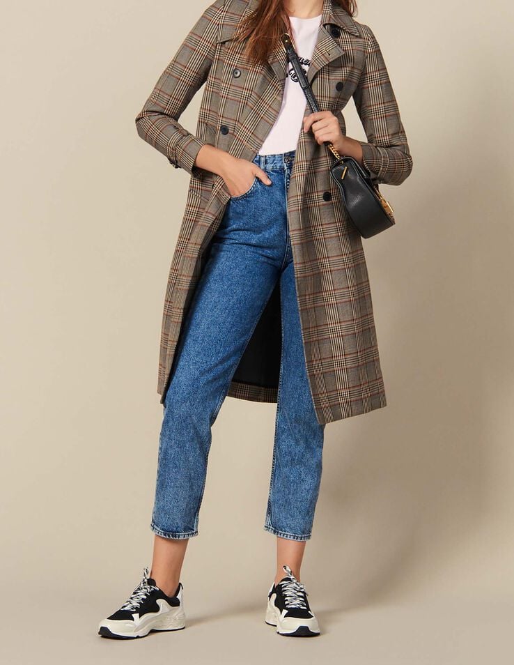Checked trench coat : Coats color Multi-Color