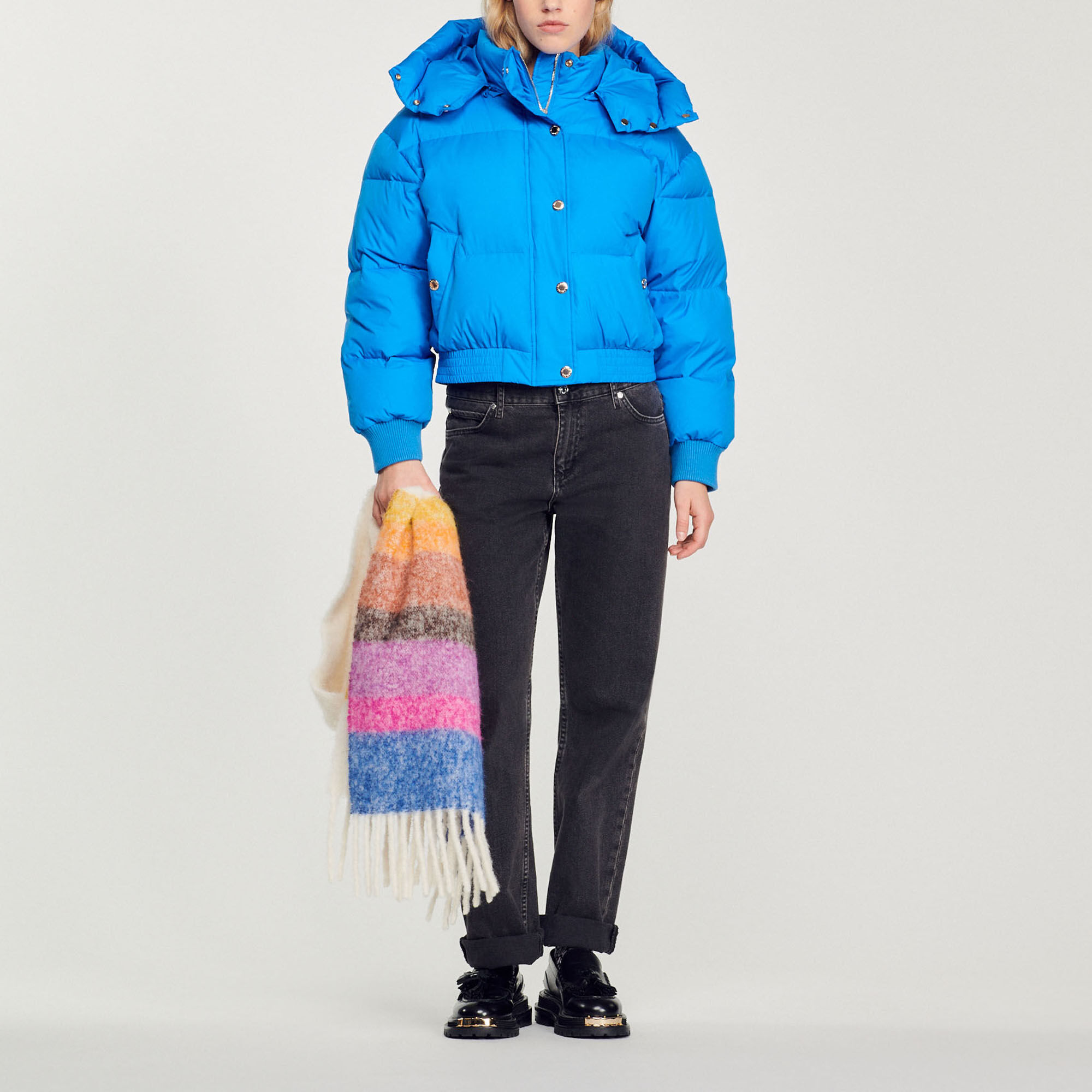 Short padded jacket with hood