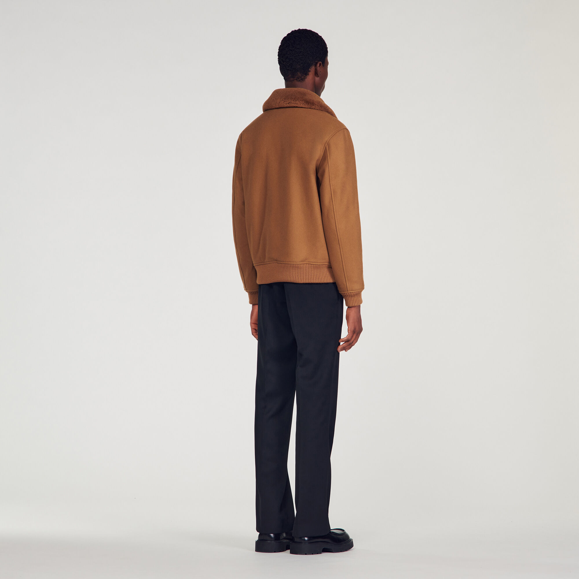 Sandro aviator jacket with new arrivals sheepskin collar