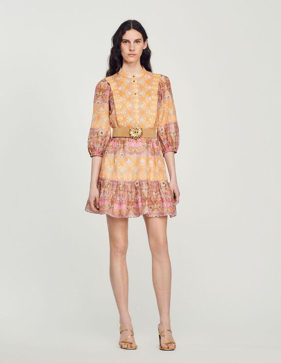 Sandro Short dress with a mixed scarf print