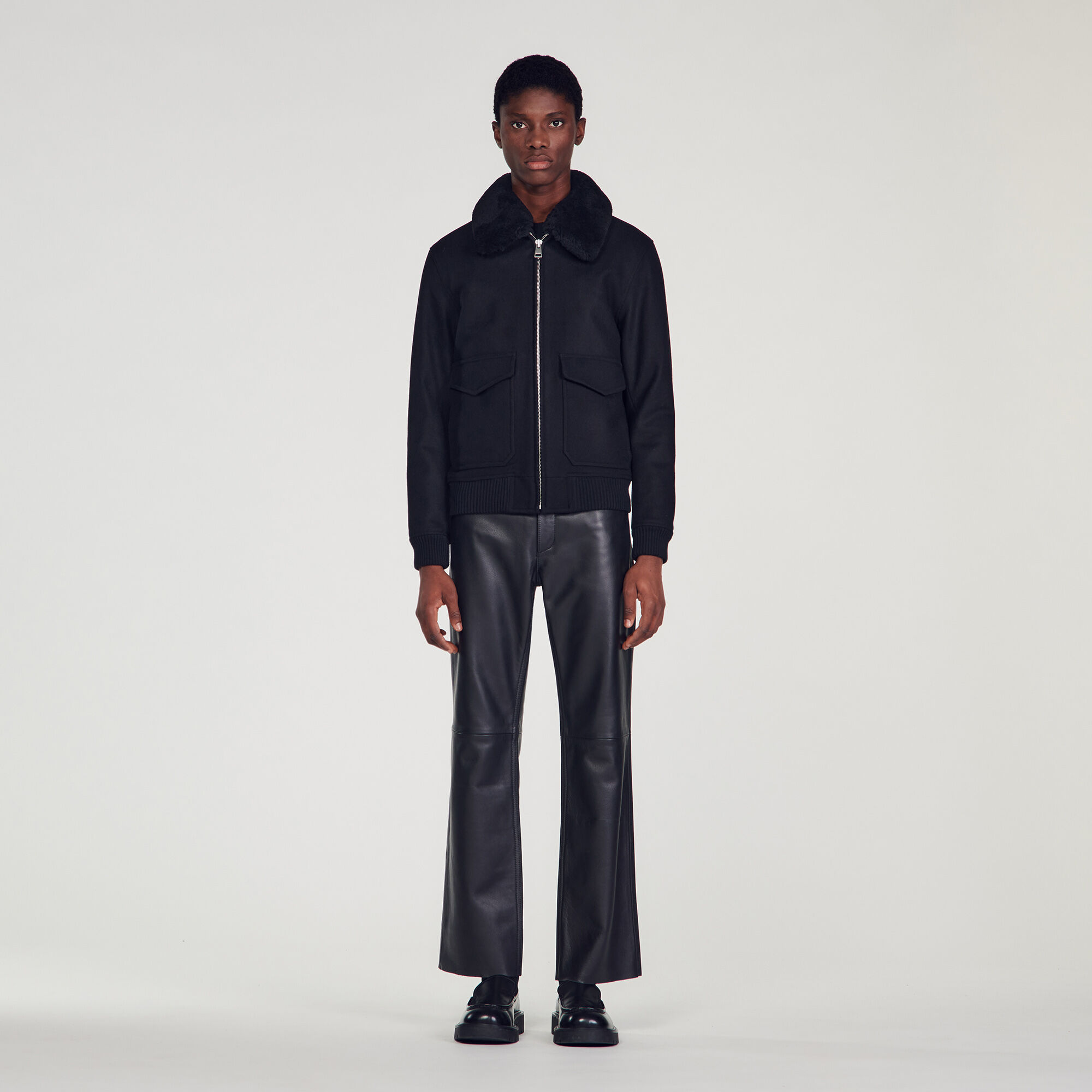 Sandro alan shearling clearance jacket