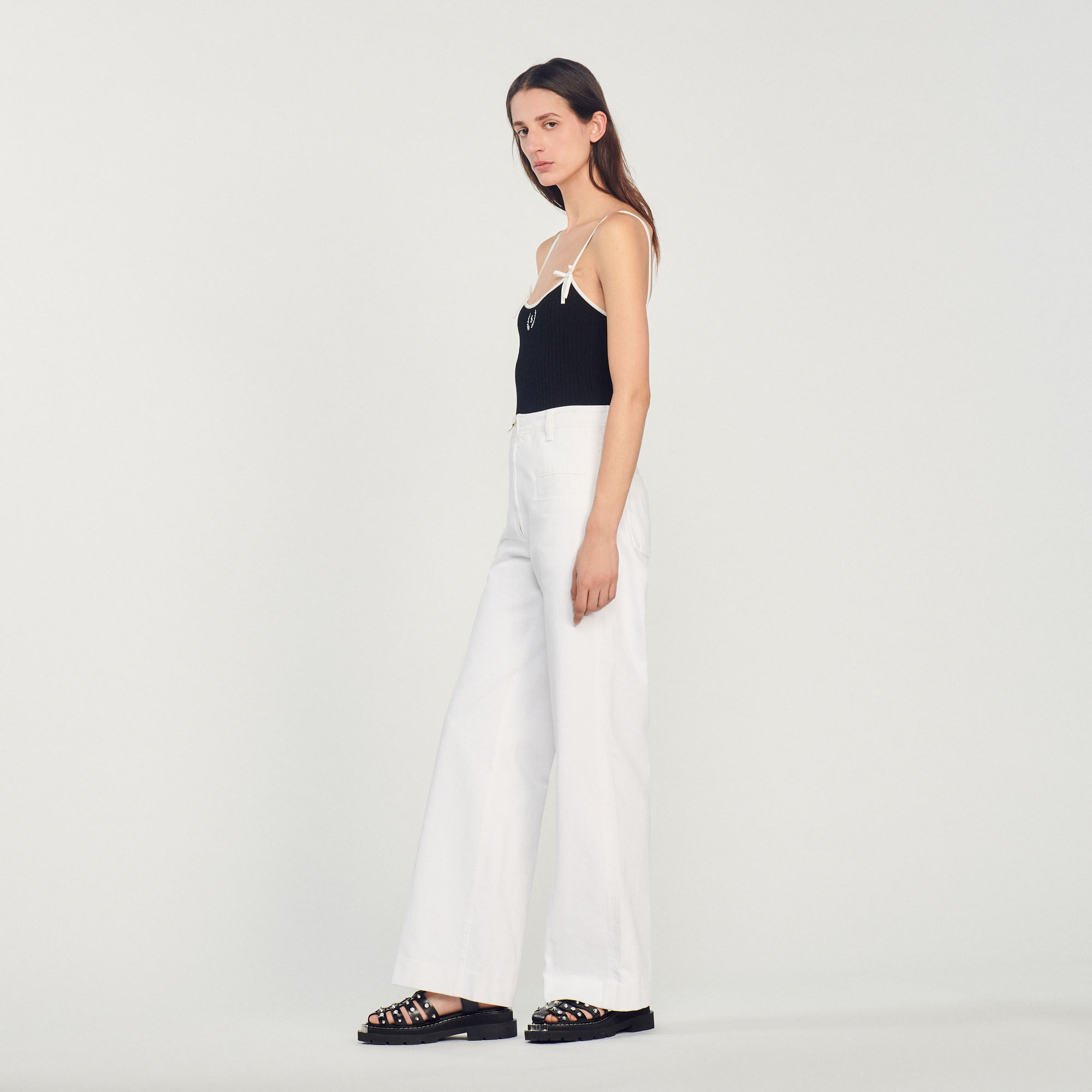 Bari Wide leg canvas pants Jeans Sandro Paris