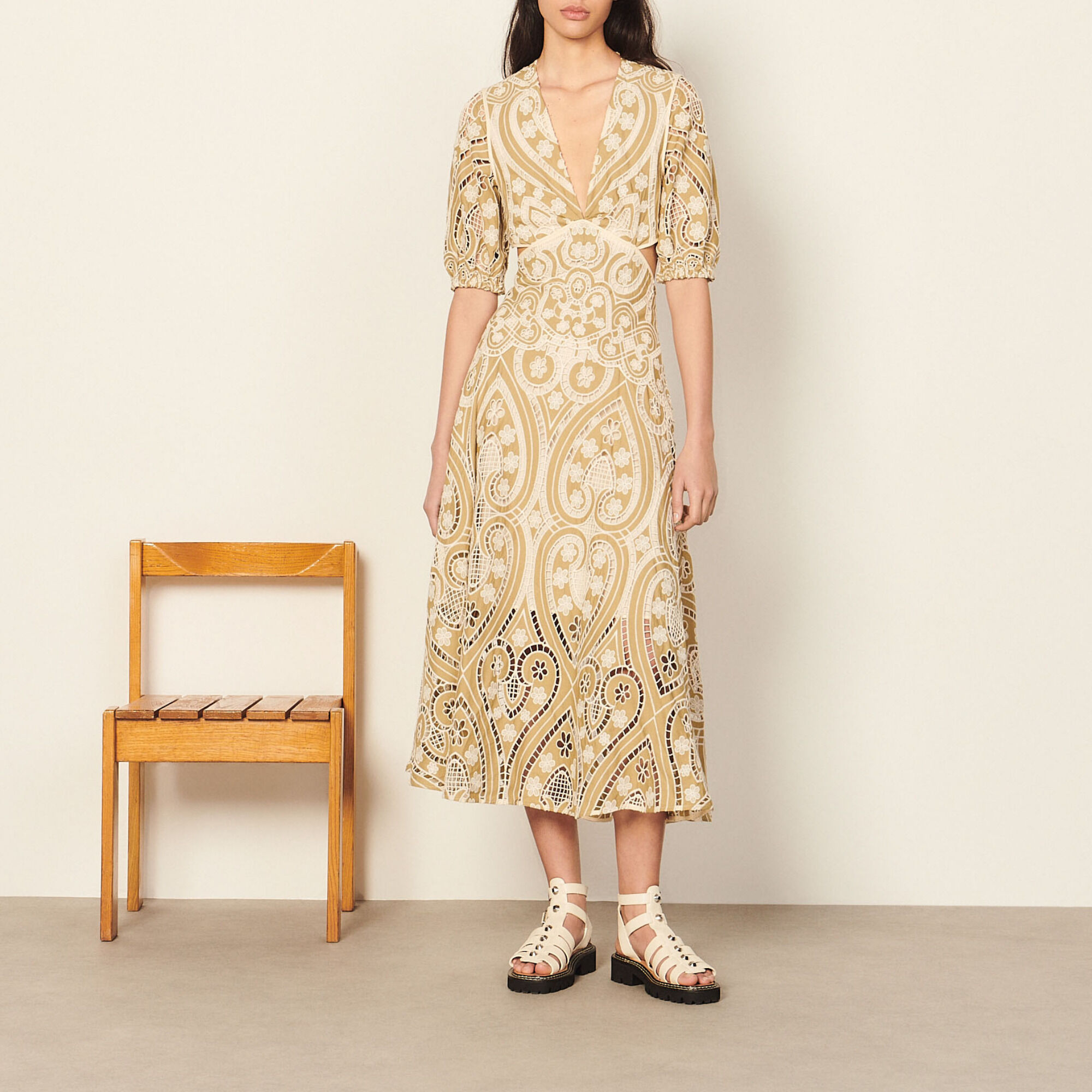 Tropea Long dress with straps See All Sandro Paris