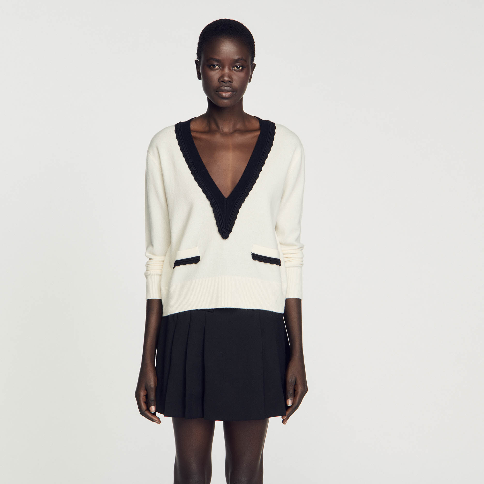 Grazie Two tone V neck jumper Sweaters Cardigans Sandro Paris