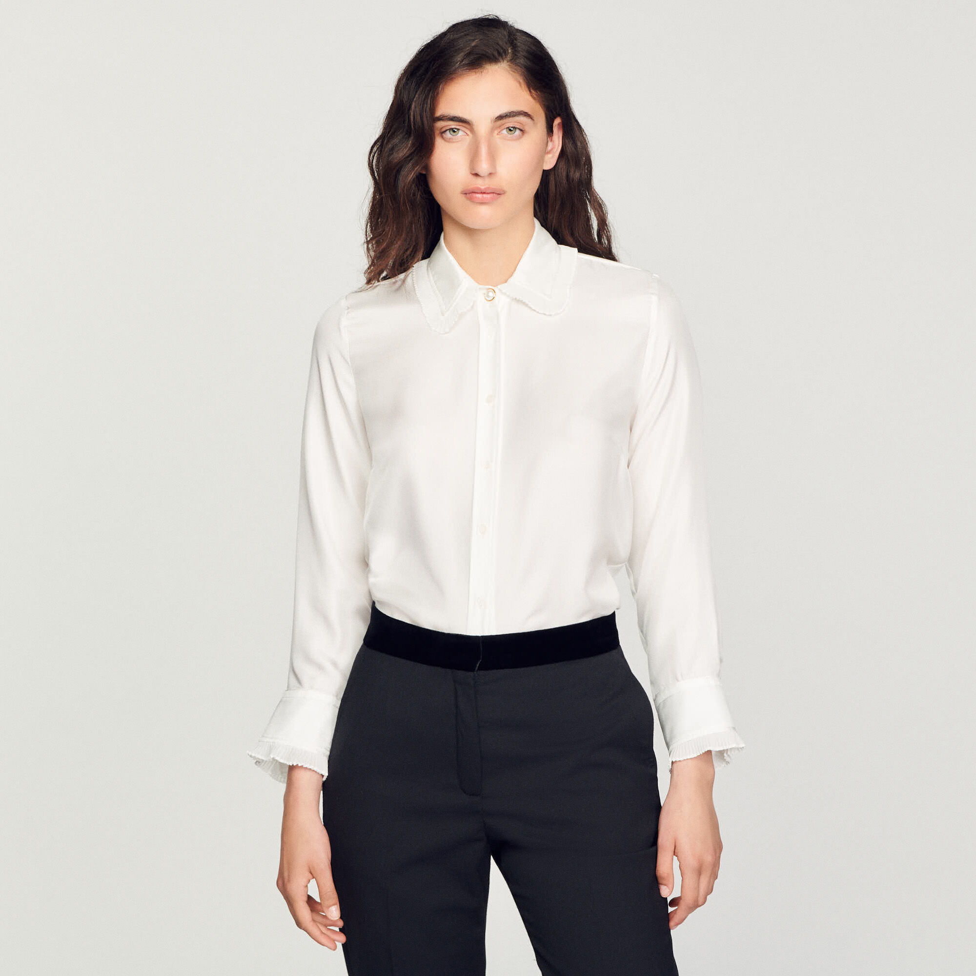Silk shirt with pleated trim Select a size and Login to add to Wish list