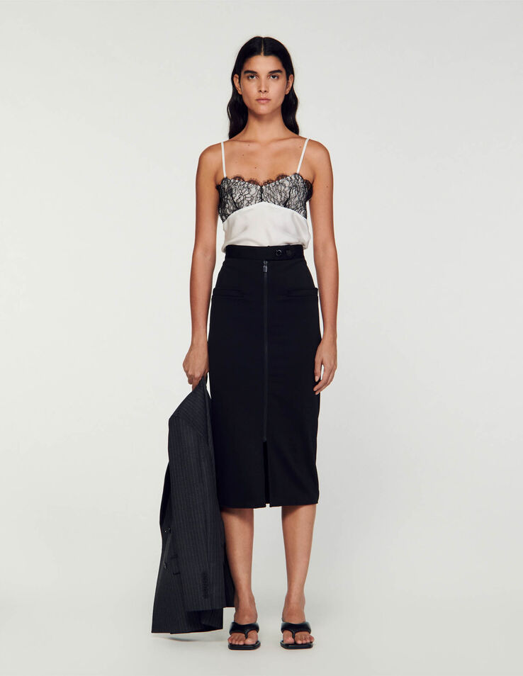 Jaya Straight-fit zip-up skirt - Skirts | Sandro Paris