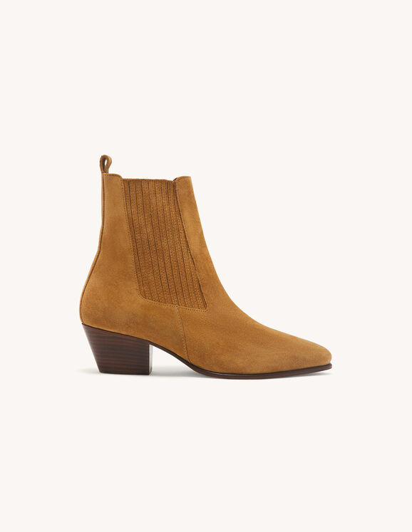 Leather ankle boots with elastic - Shoes | Sandro Paris