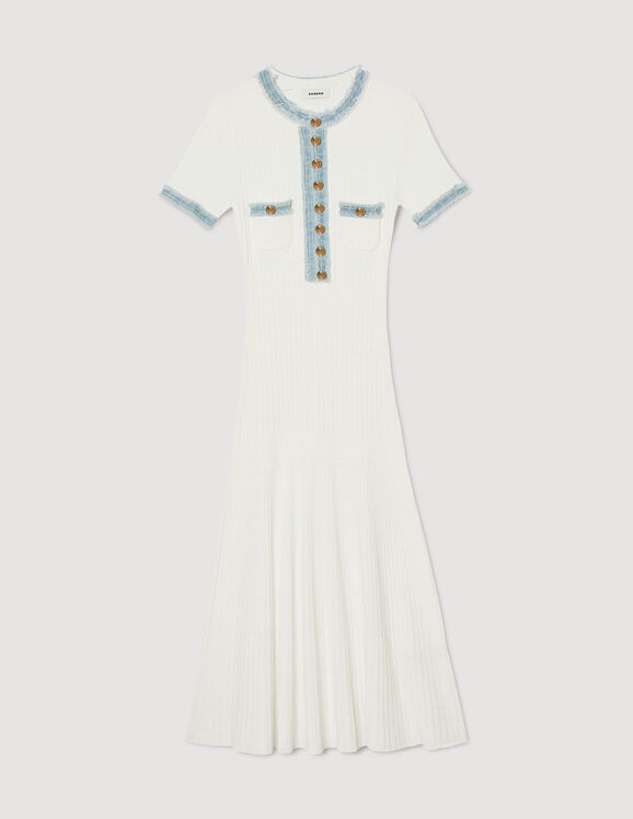 Alecia Knit and denim midi dress - Dresses | Sandro Paris