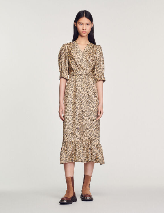 Long flowing wrap dress - Dresses | Sandro Paris
