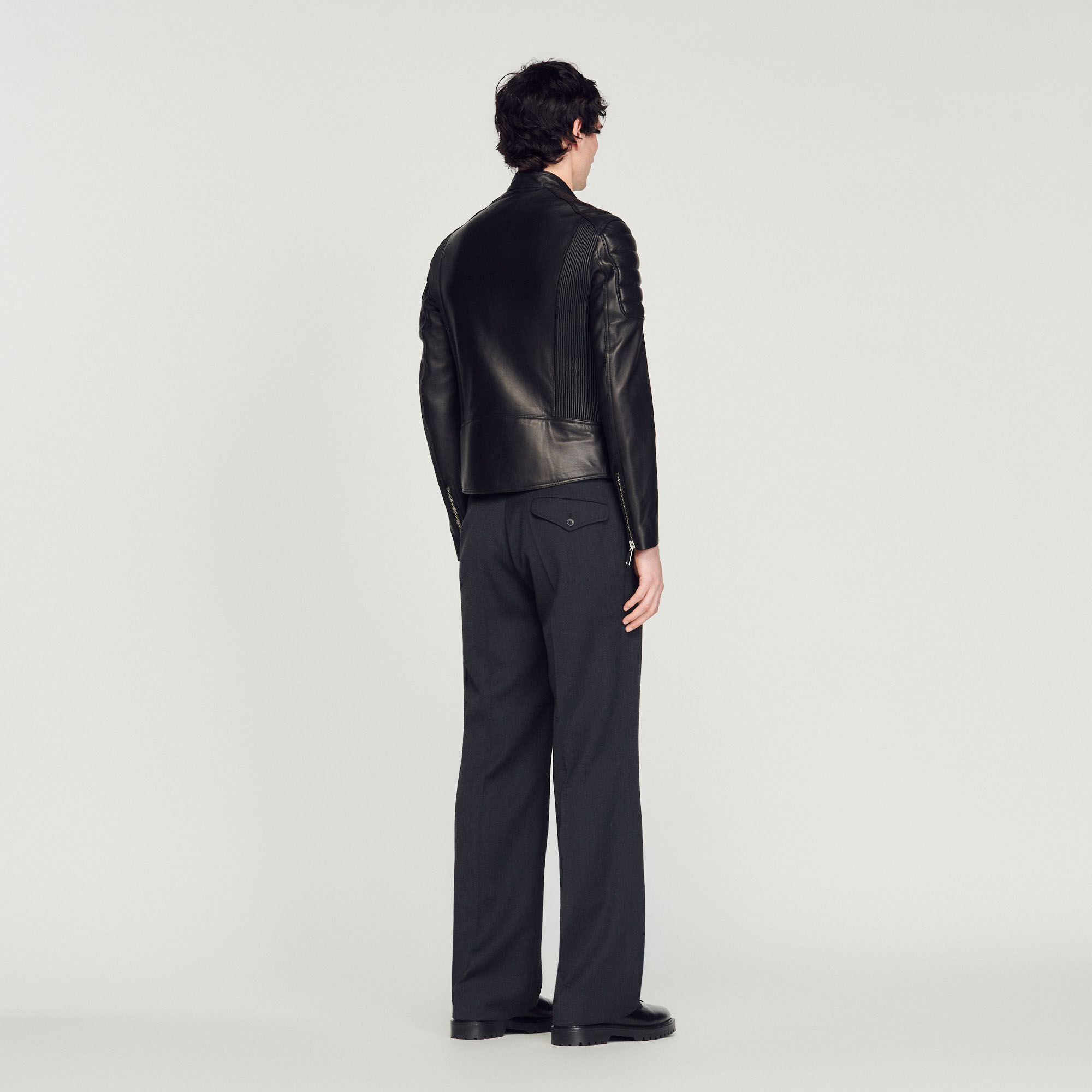 Biker Leather jacket with quilted trims Jackets Sandro Paris
