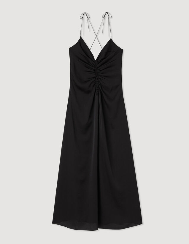Praline Long dress with narrow straps - Dresses | Sandro Paris