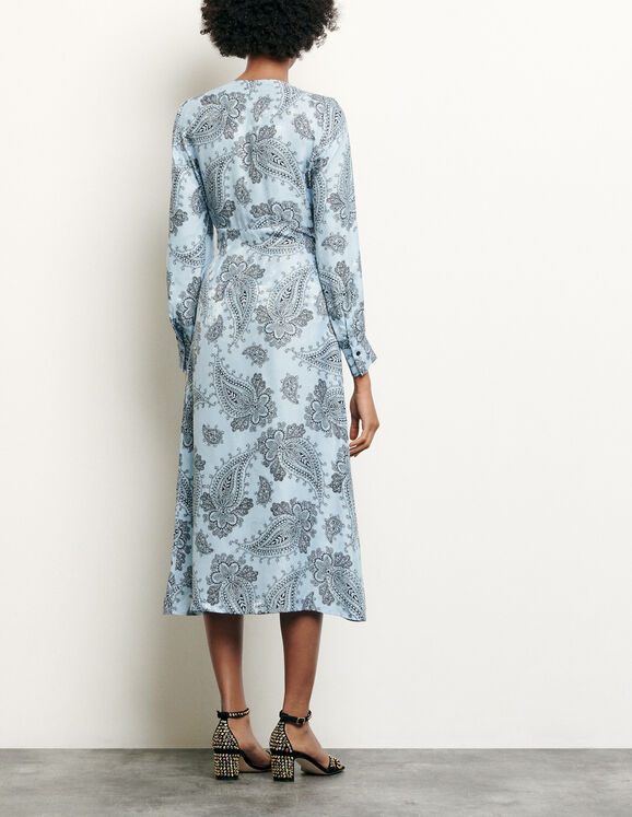 Printed silk blend midi dress : Dresses color Blue