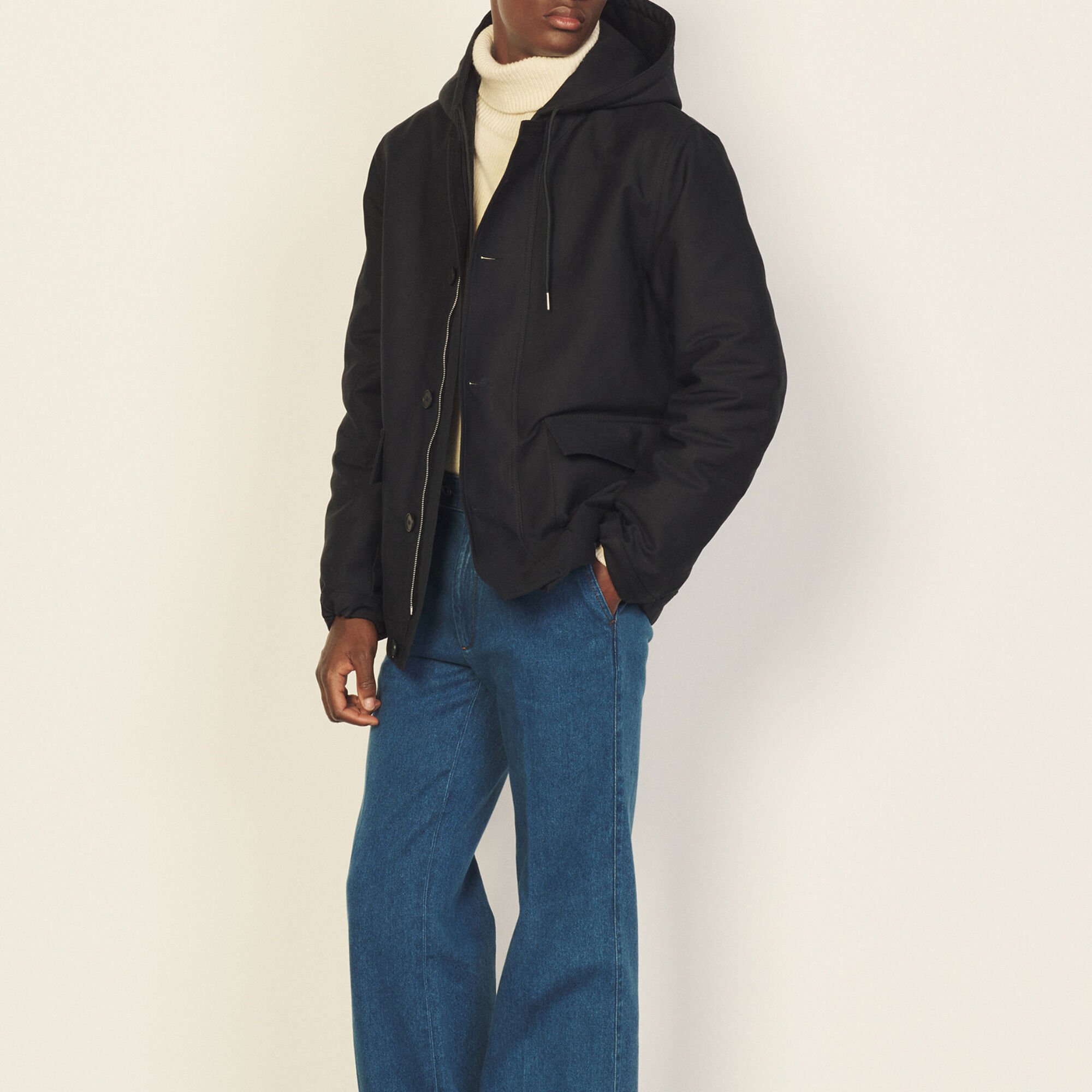 Sandro hooded best sale coat