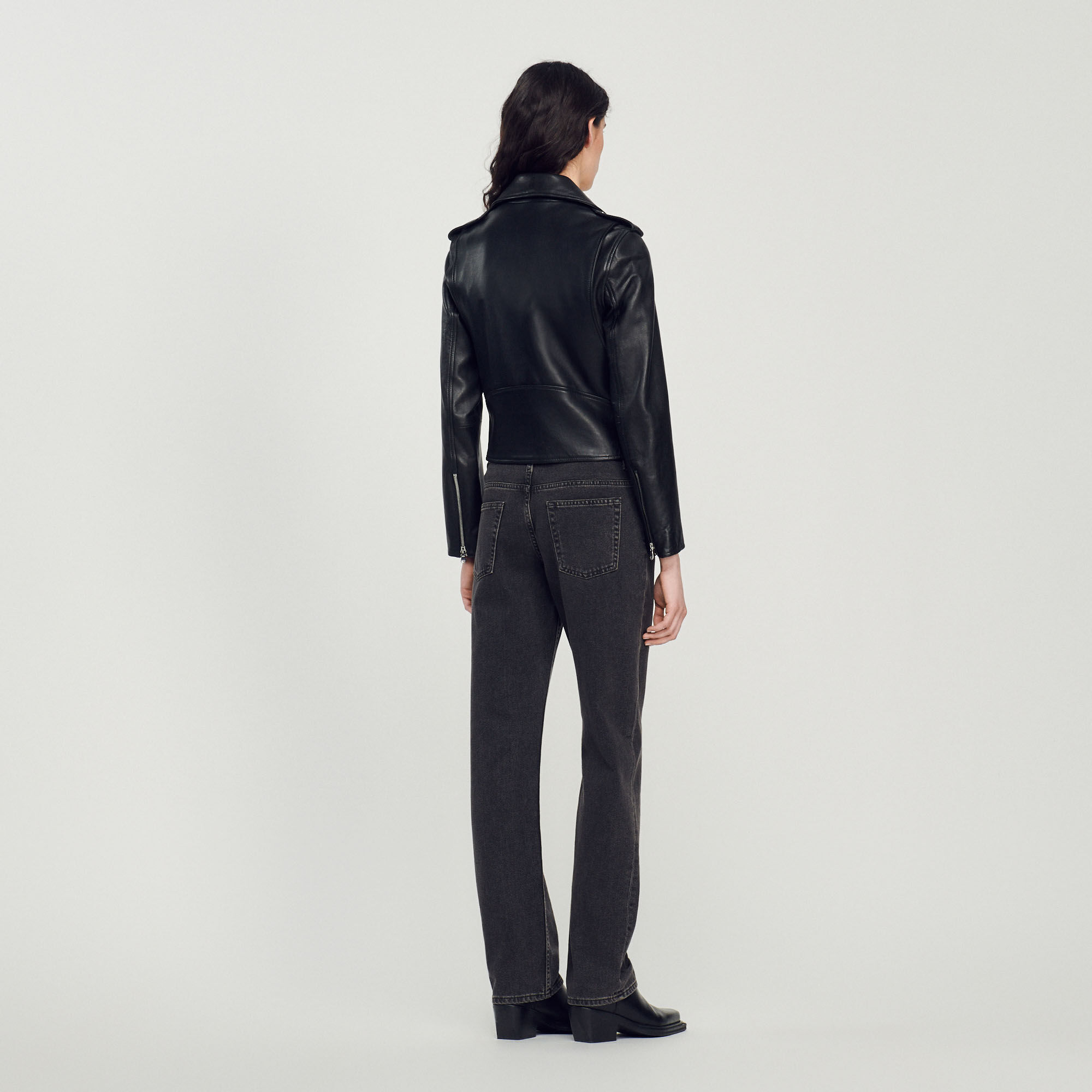 Sandro leather jacket womens online
