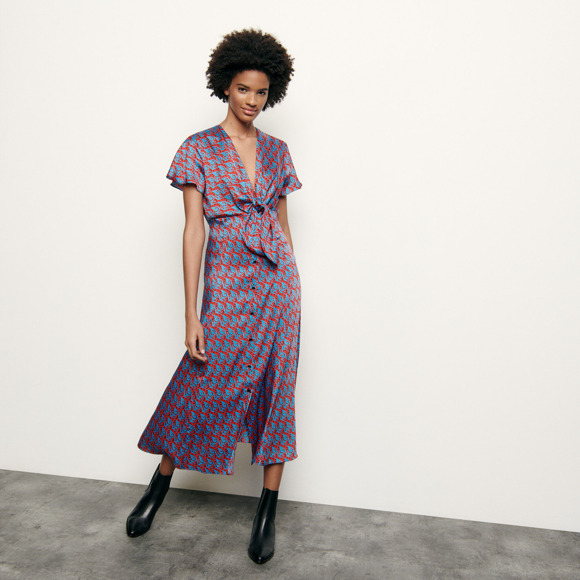 sandro printed midi dress