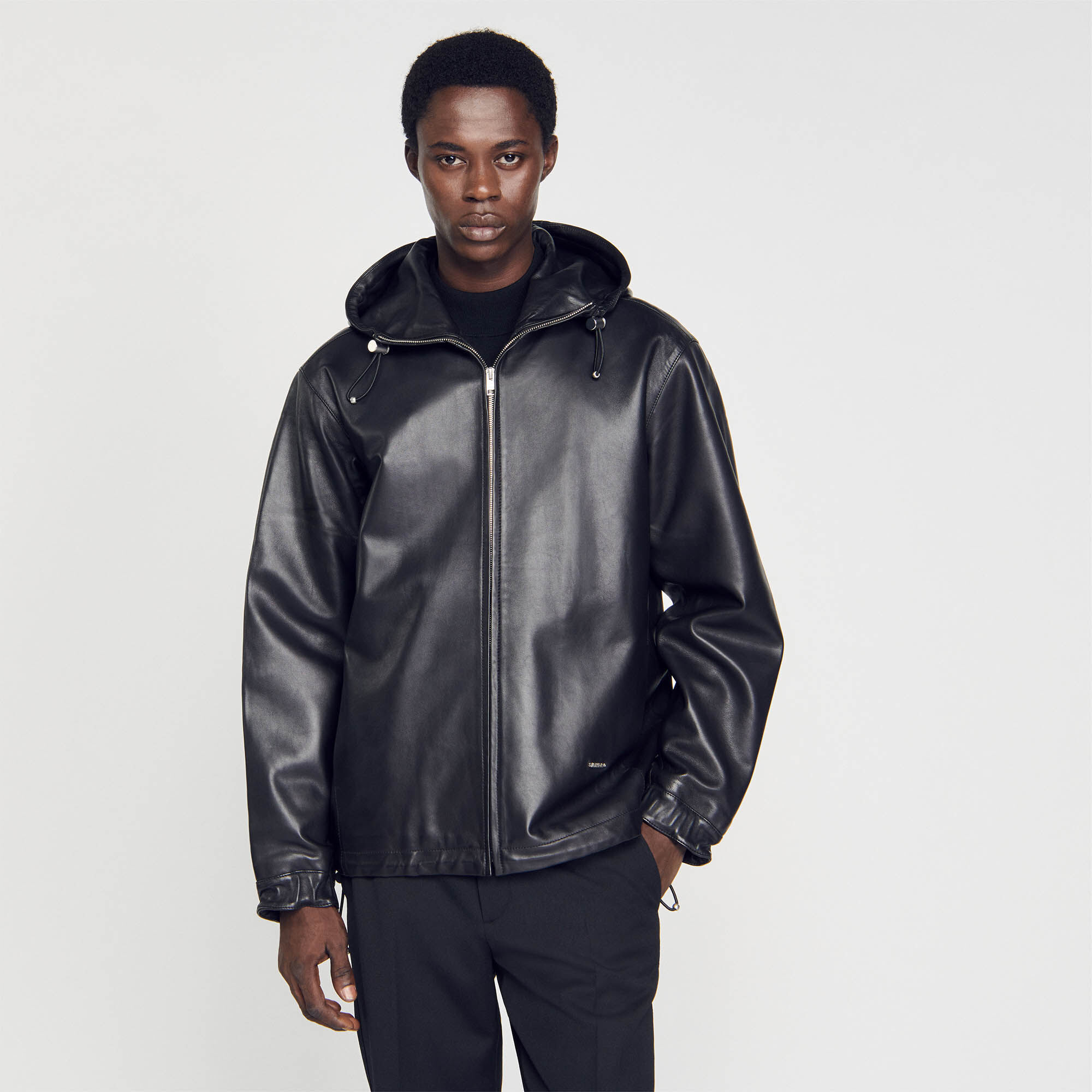 Sandro leather discount jacket