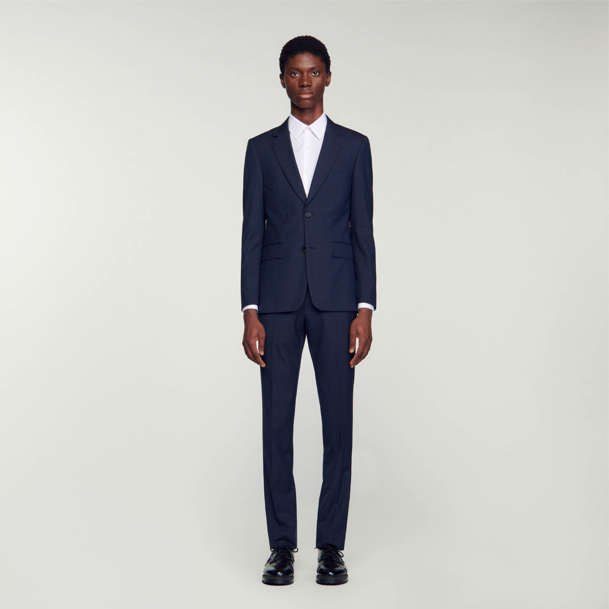 Wool navy blue blazer online
