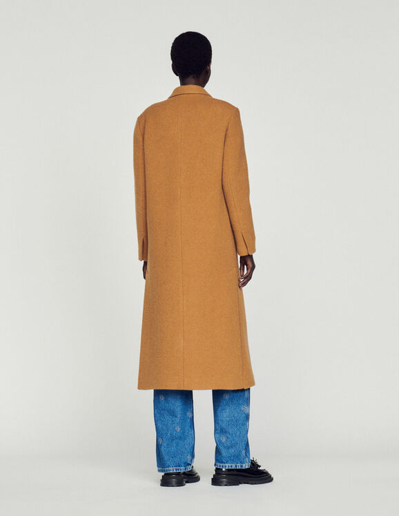 Straight-cut brushed wool coat - Coats | Sandro Paris