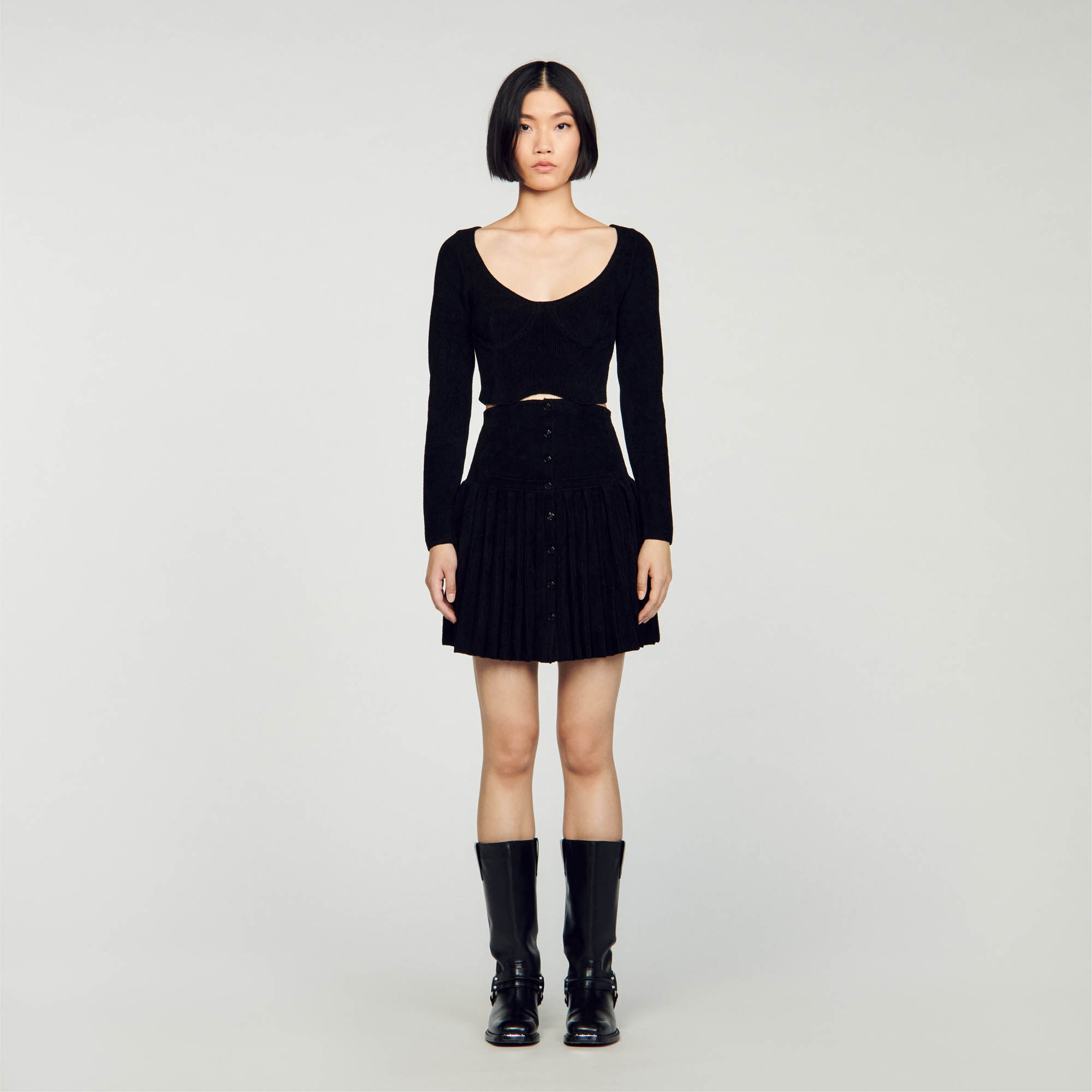 Yaniv Short velvet knit sweater Sweaters Cardigans Sandro Paris