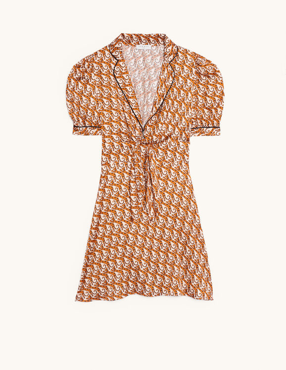 Short printed dress : Dresses color Nude