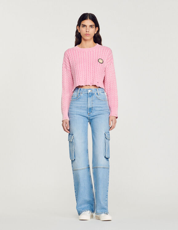 Leeloo Cropped Smiley© sweater - Sweaters & Cardigans | Sandro Paris