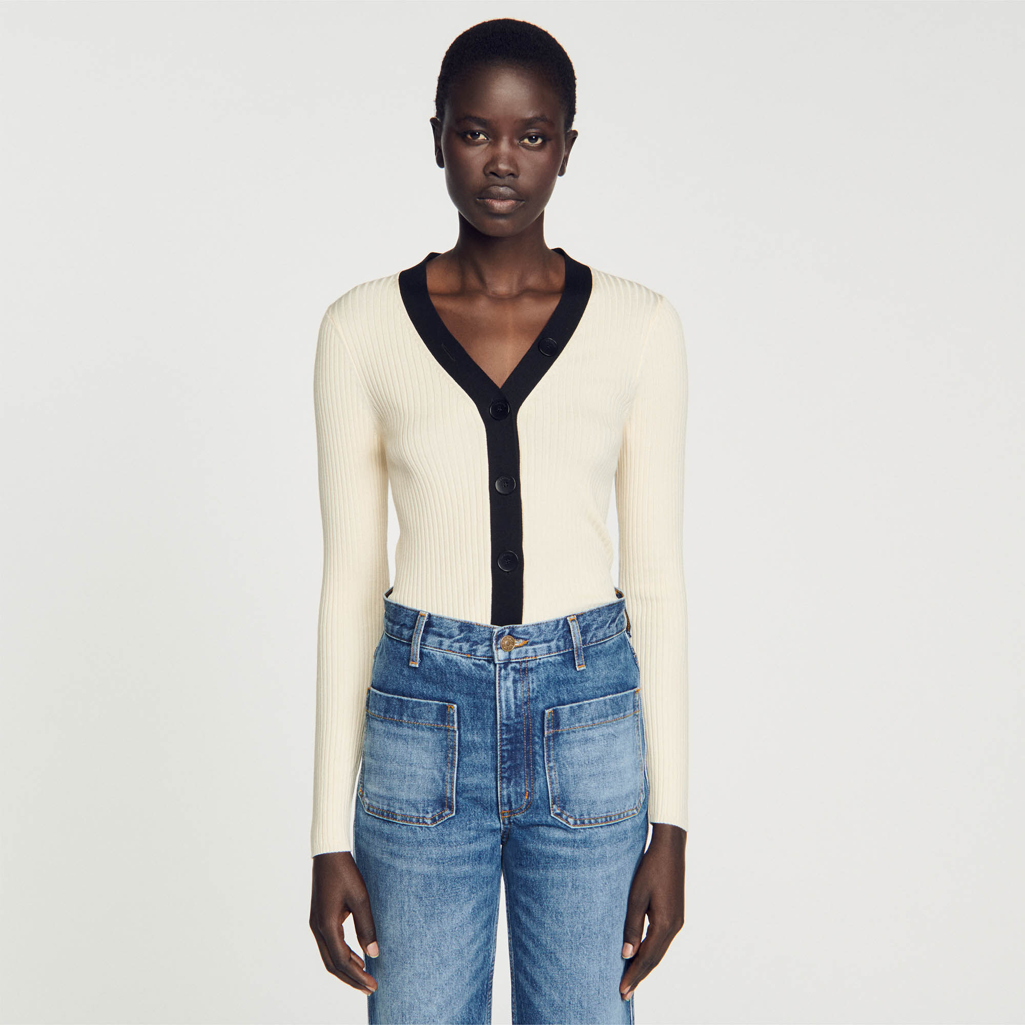Gabrielle Ribbed cardigan Sweaters Cardigans Sandro Paris