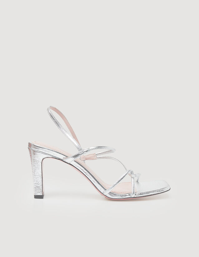 Metallic leather sandals Silver US_Womens
