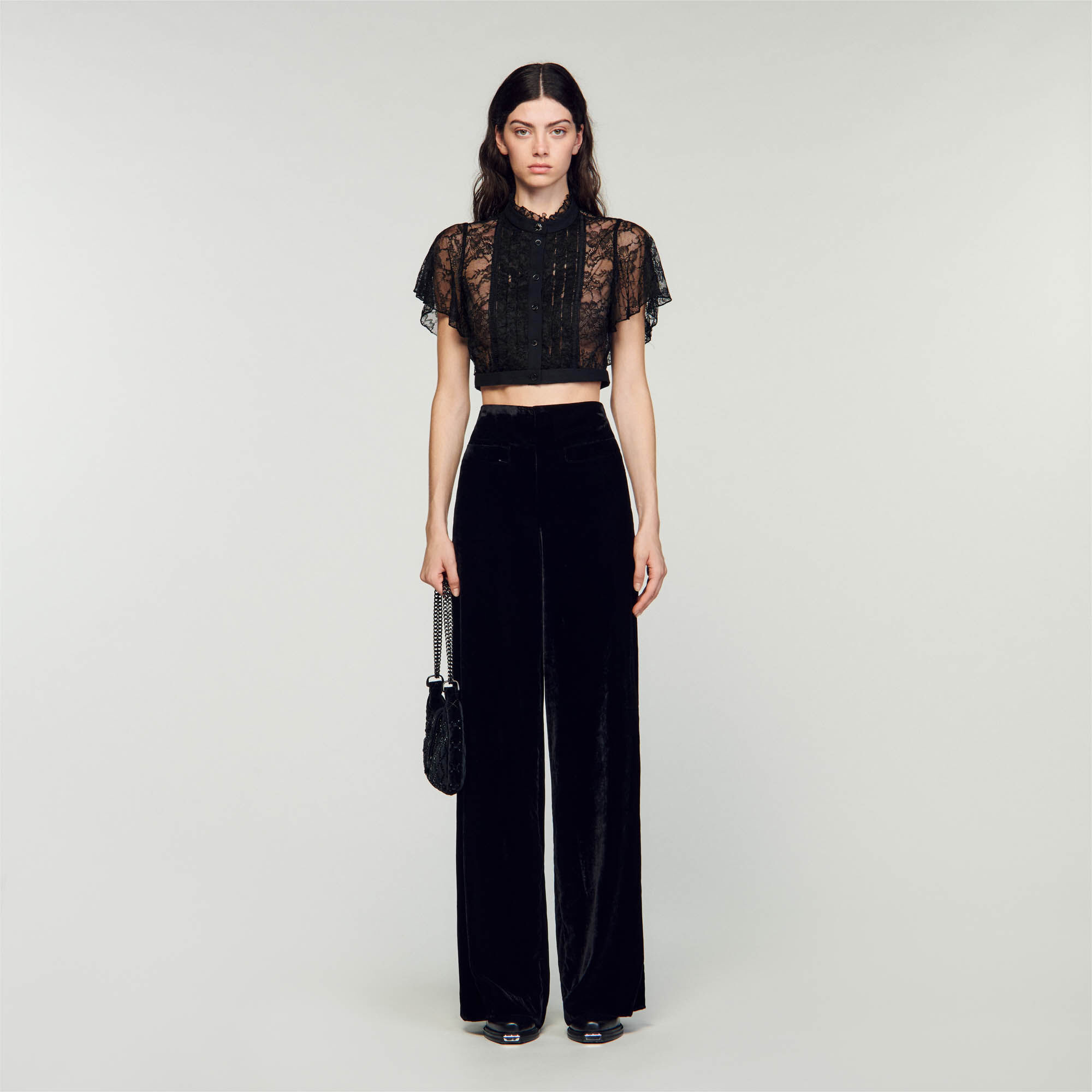 Zara wide leg sales velvet trousers