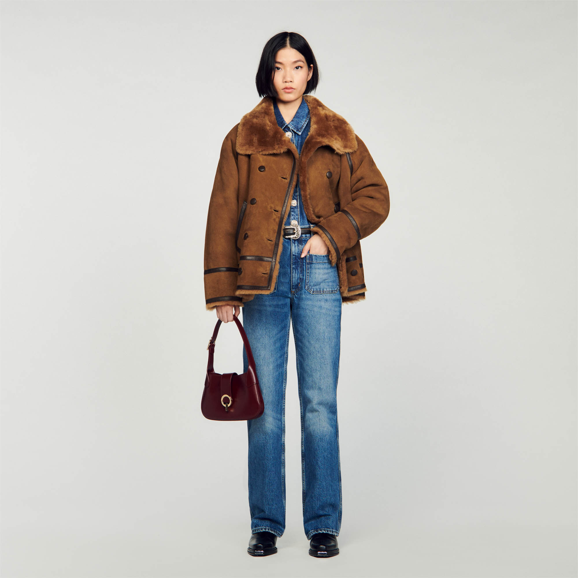 Sandro cheap shearling coat