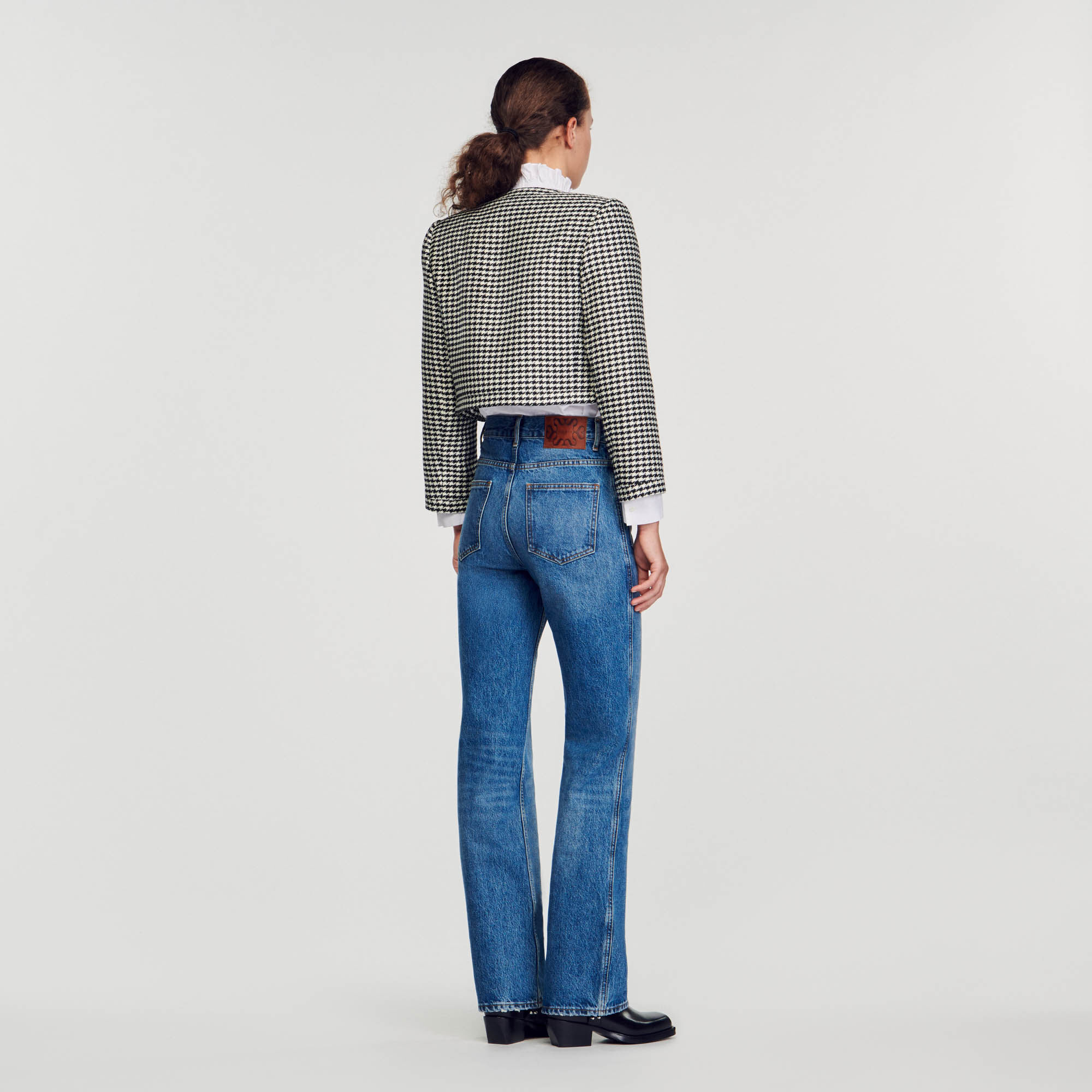 Cropped houndstooth jacket discount