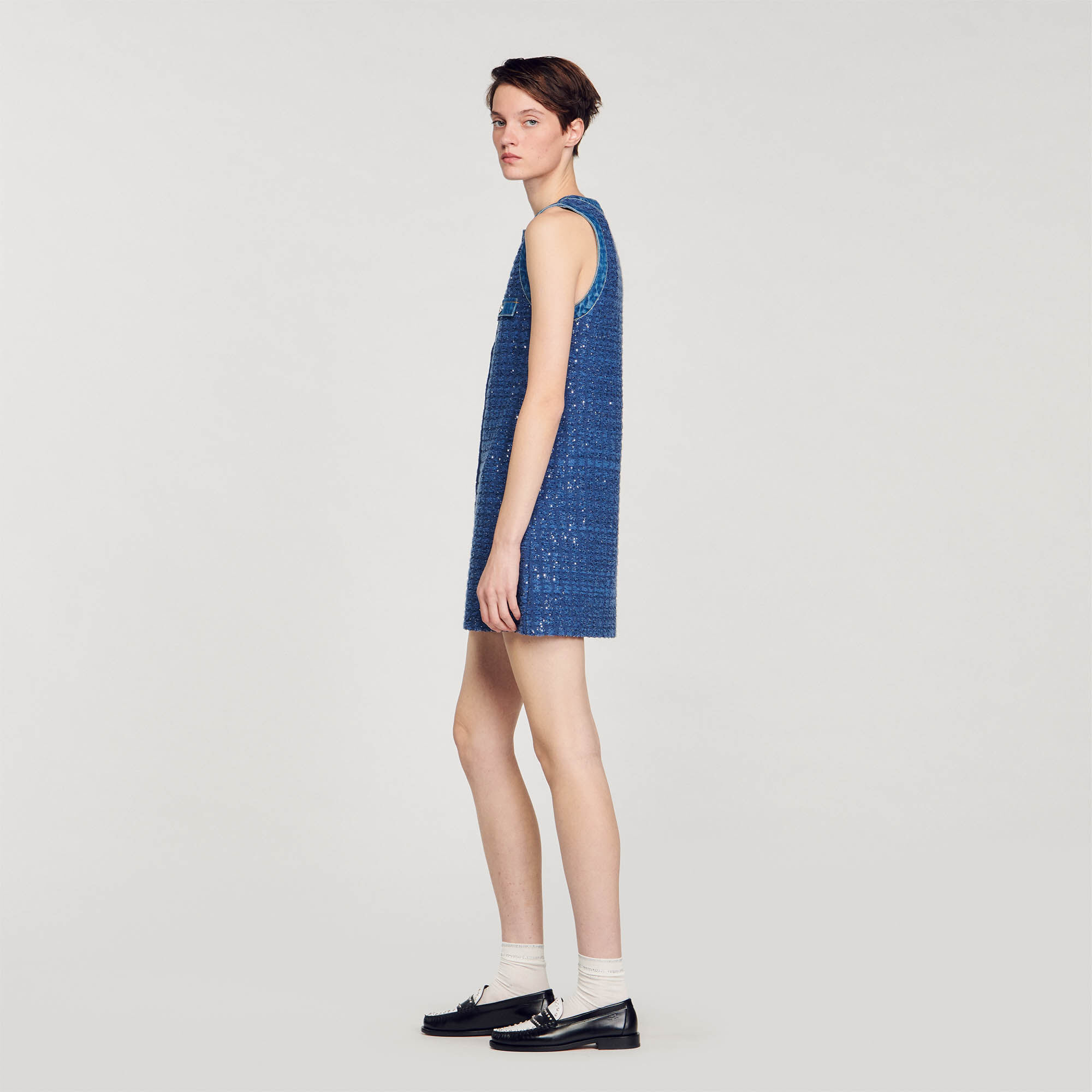 Palmare Short tweed trapeze dress Dresses Sandro Paris