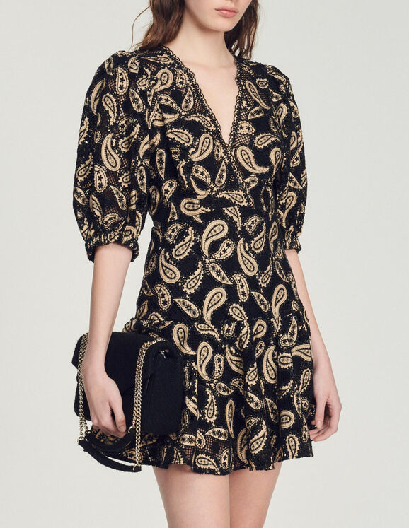 Sandro Short guipure dress with paisley print