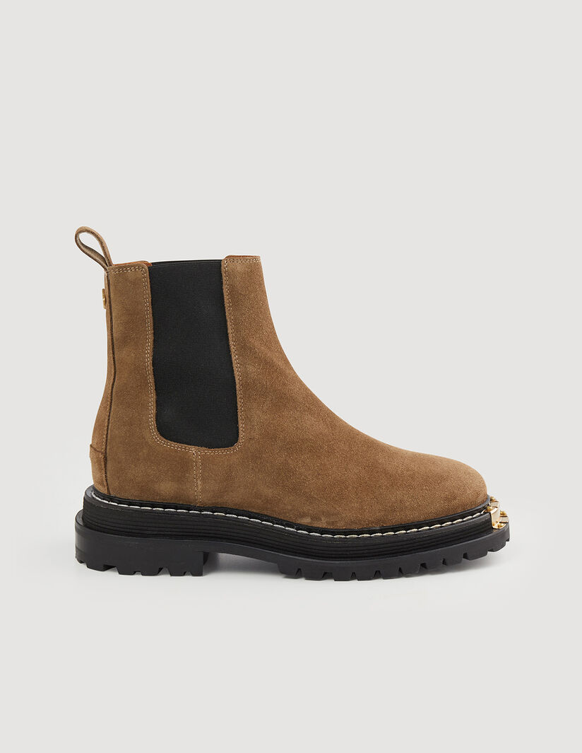 Sandro Elasticated leather Chelsea ankle boots