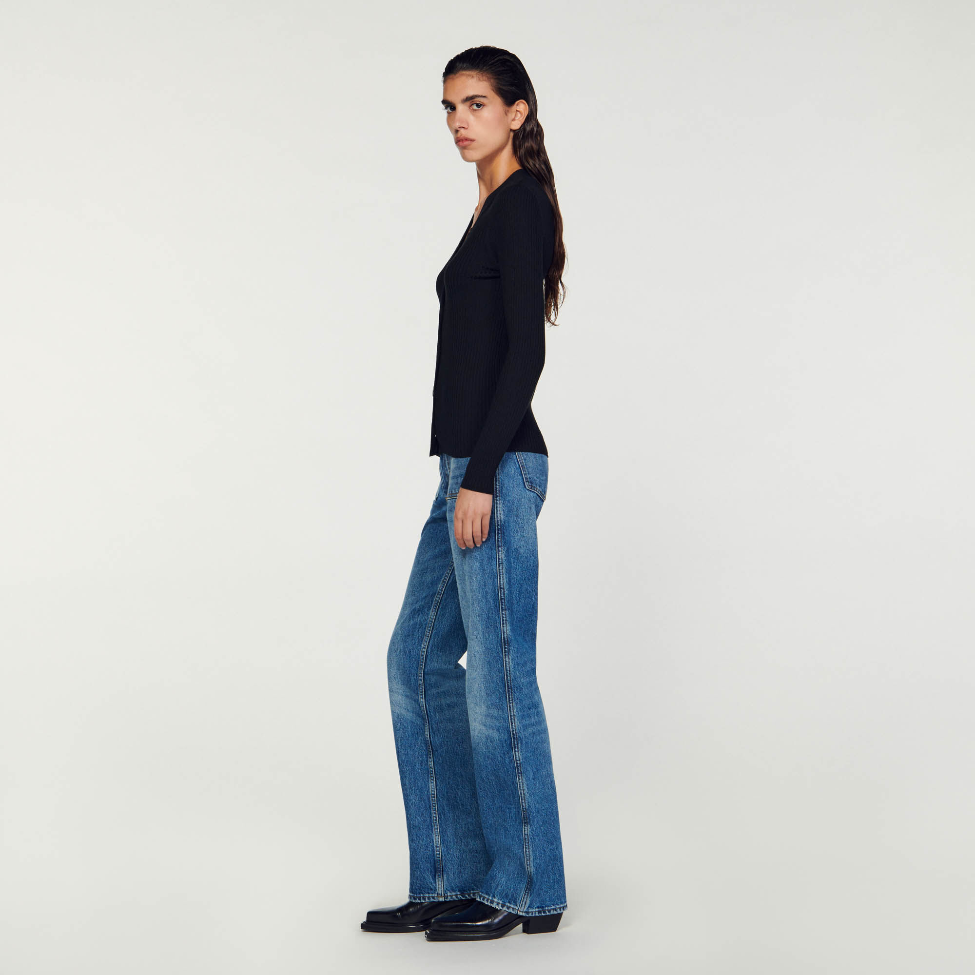 Sandro fine online knit collegiate cardigan