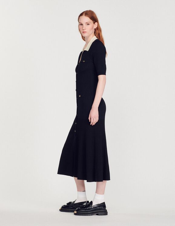 Long knitted dress - Dresses | Sandro Paris
