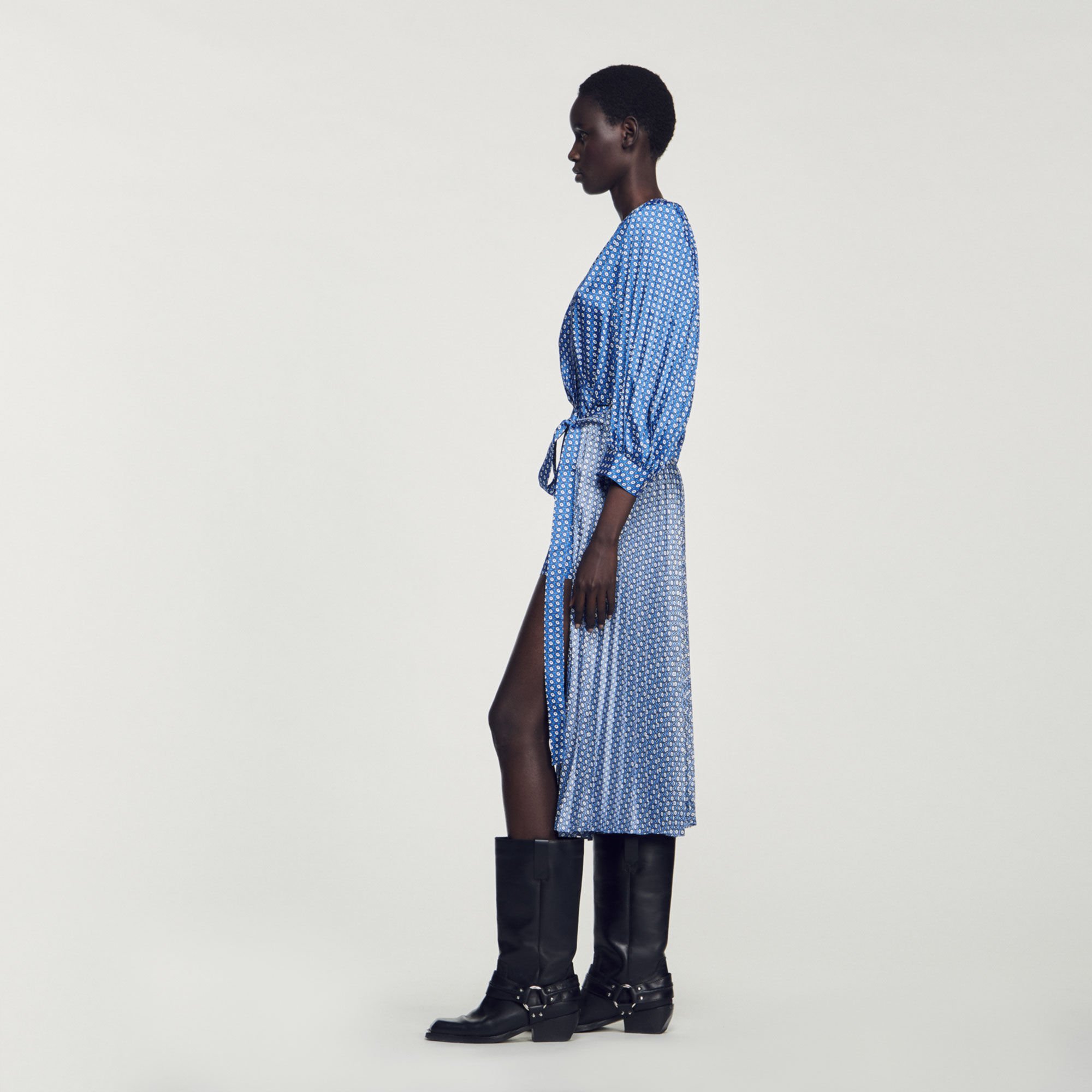 Zara long blue printed dress 2025