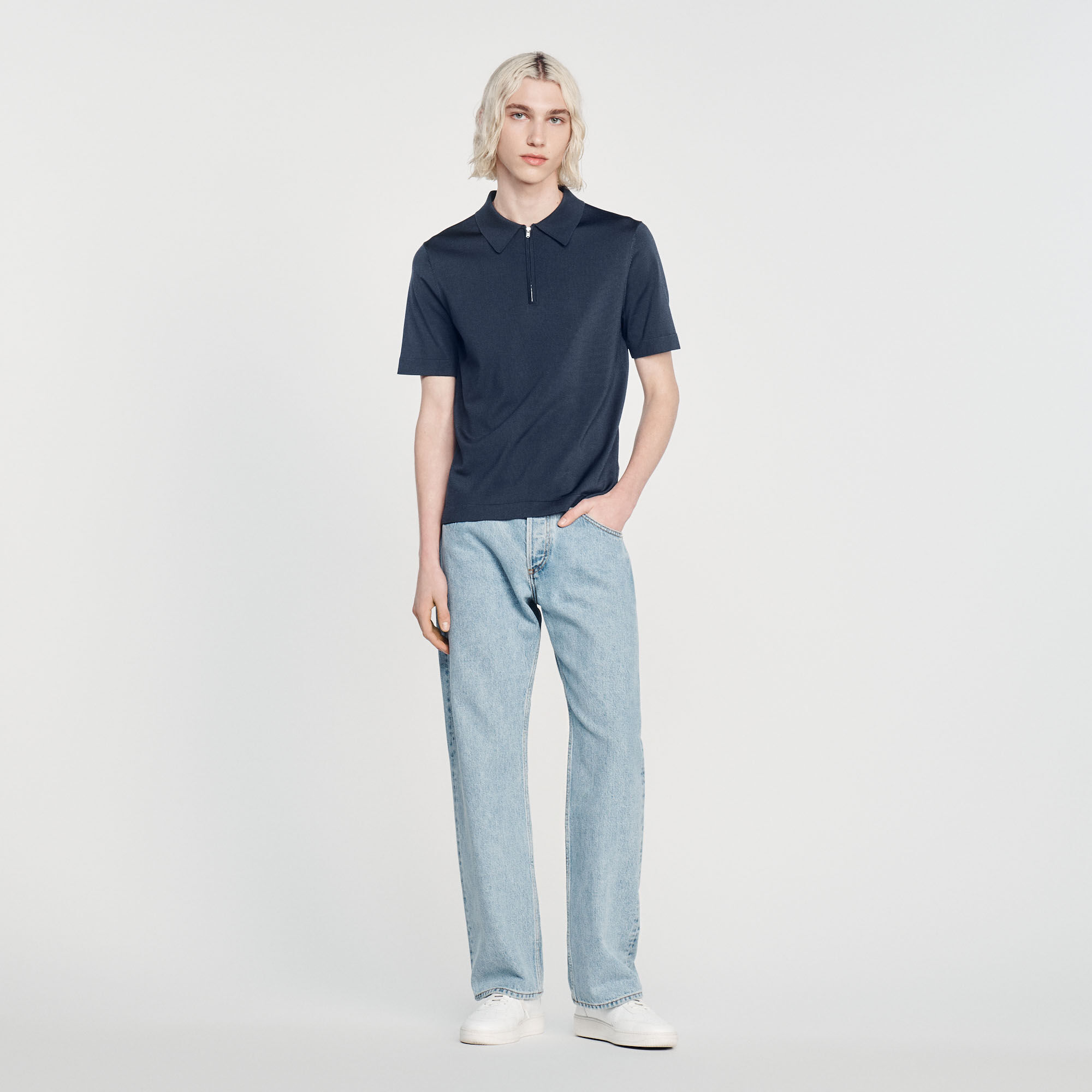 Sandro Knitted polo shirt with zip collar - SHPTR00344