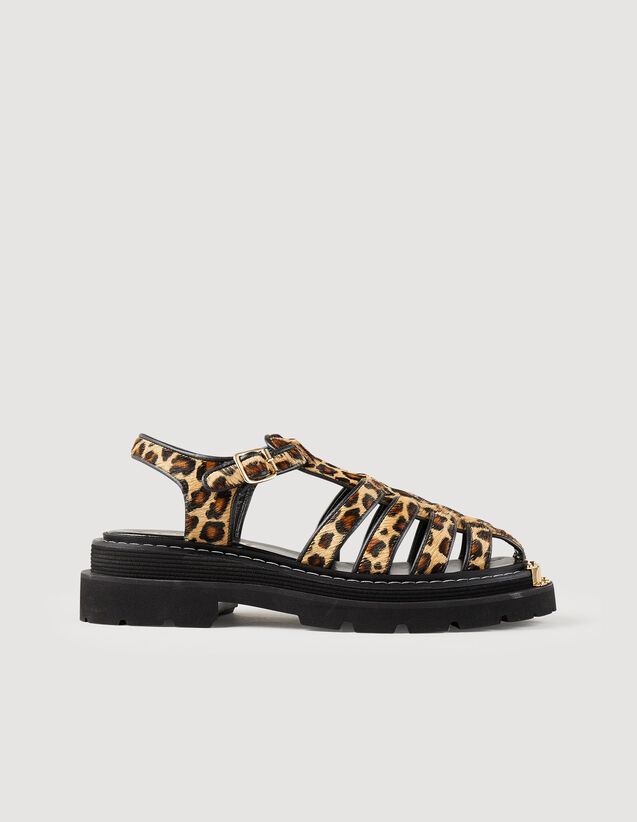 Sandro Olyssa leopard-effect leather sandals Login to add to Wish list. 2