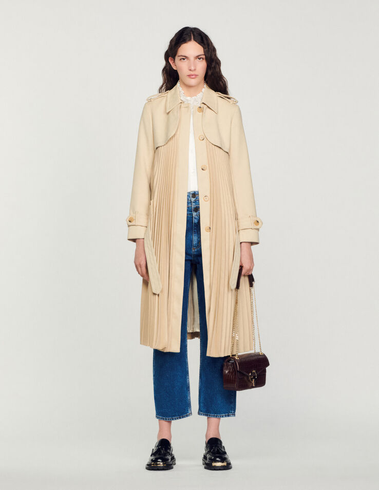 Sandro Pleated trench coat with belt. 2