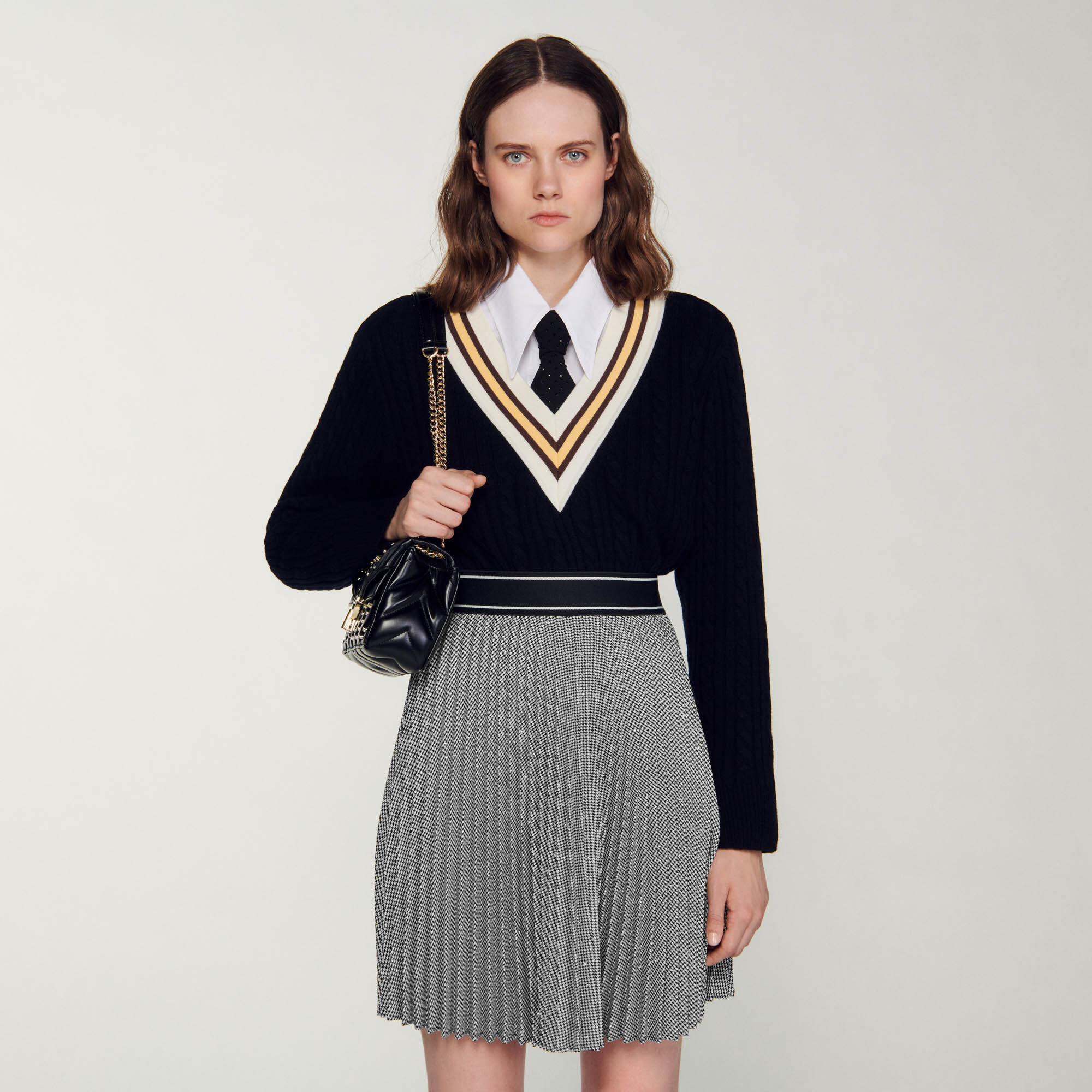 Hockney Short pleated skirt with rhinestones Skirts Sandro Paris