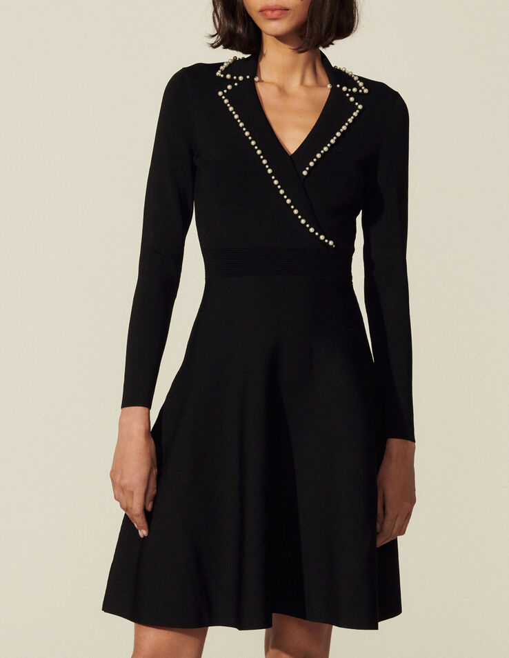 Sandro Short knit dress with tailored collar - SFPRO00514 Sandro Short knit dress with tailored collar - SFPRO00514