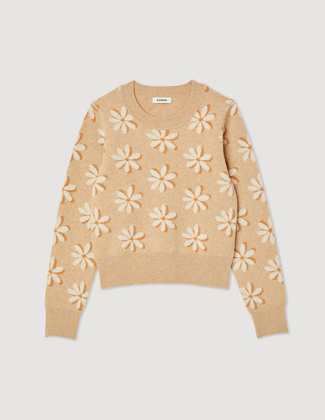 Floral jacquard knit sweater - Sweaters & Cardigans | Sandro Paris