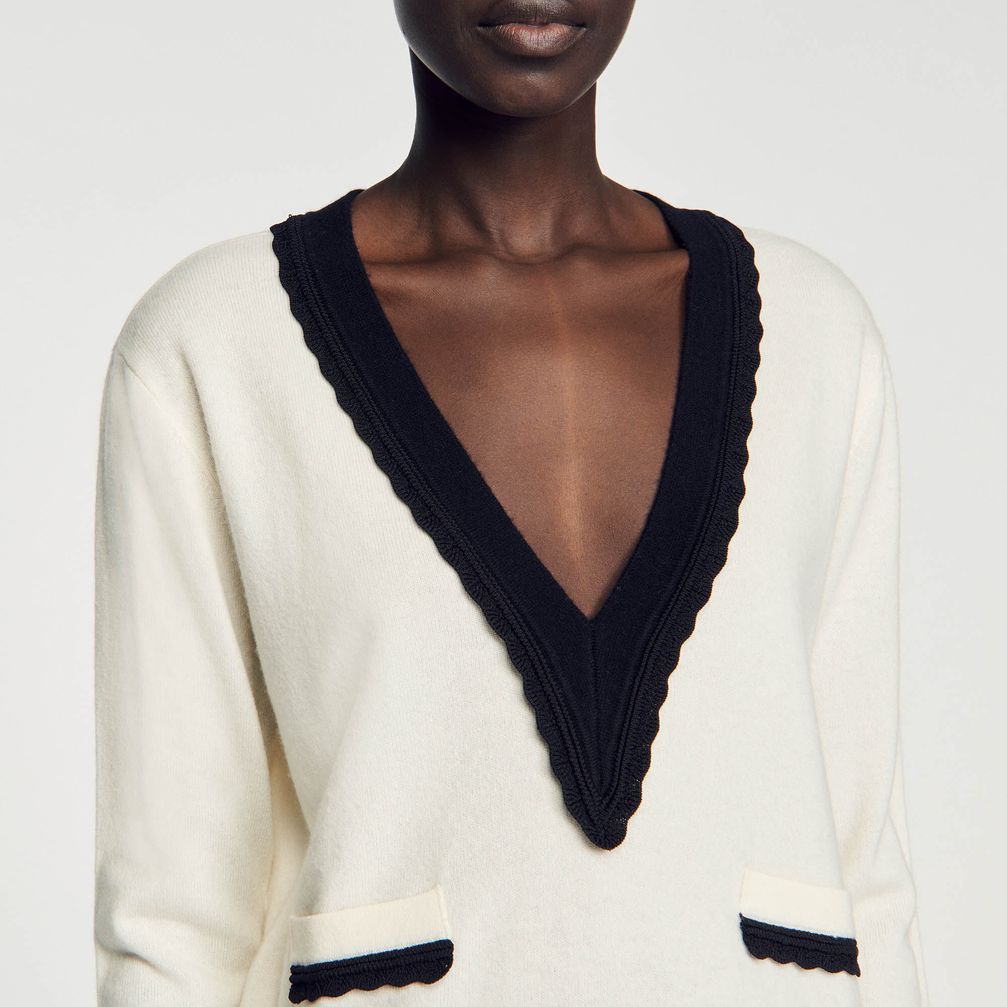 Grazie Two tone V neck jumper Sweaters Cardigans Sandro Paris