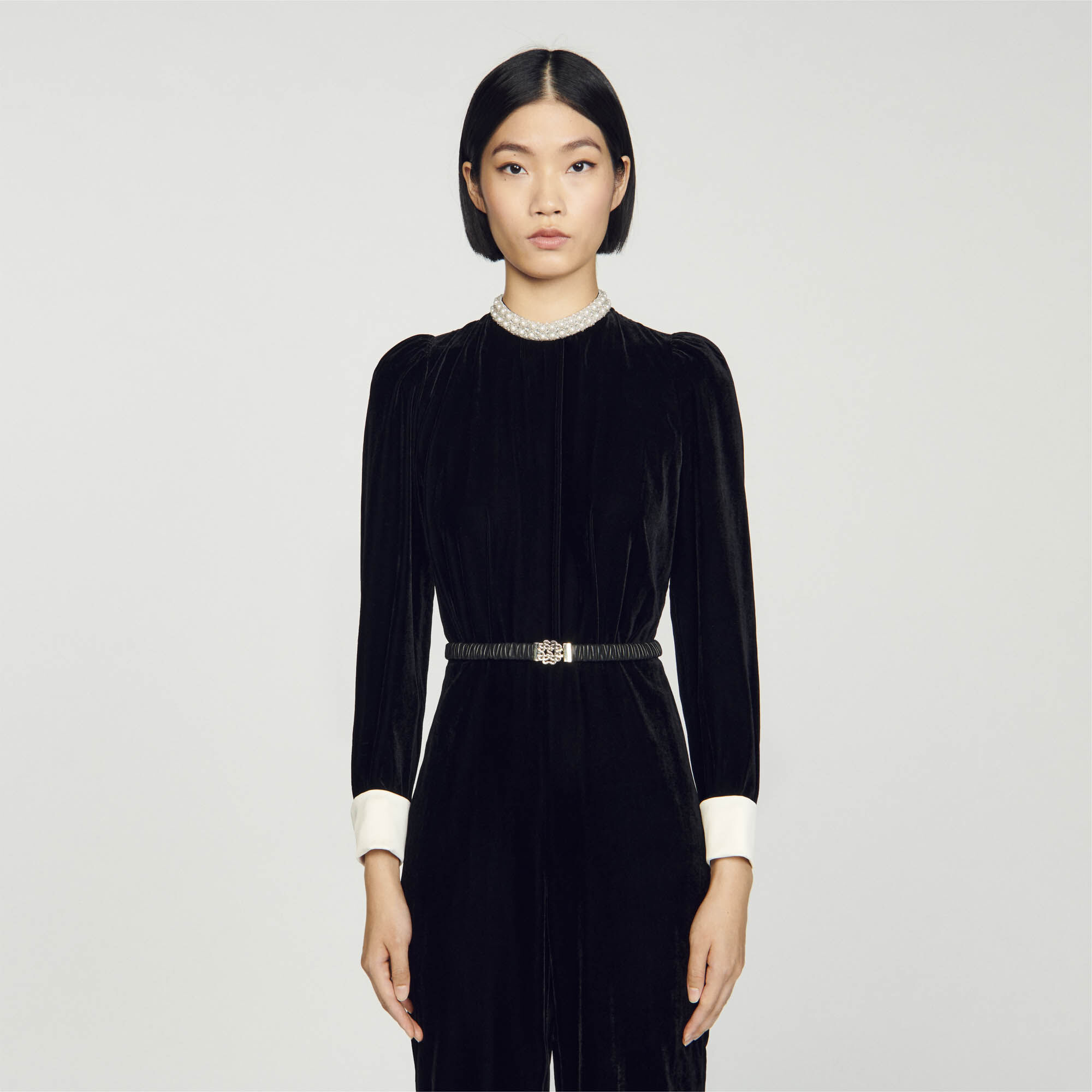 Velvet playsuit long sleeve clearance