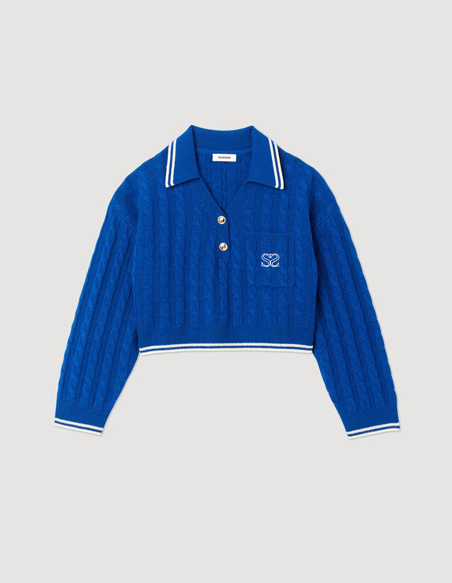 Sandro Cropped cable-knit sweater Login to add to Wish list. 2