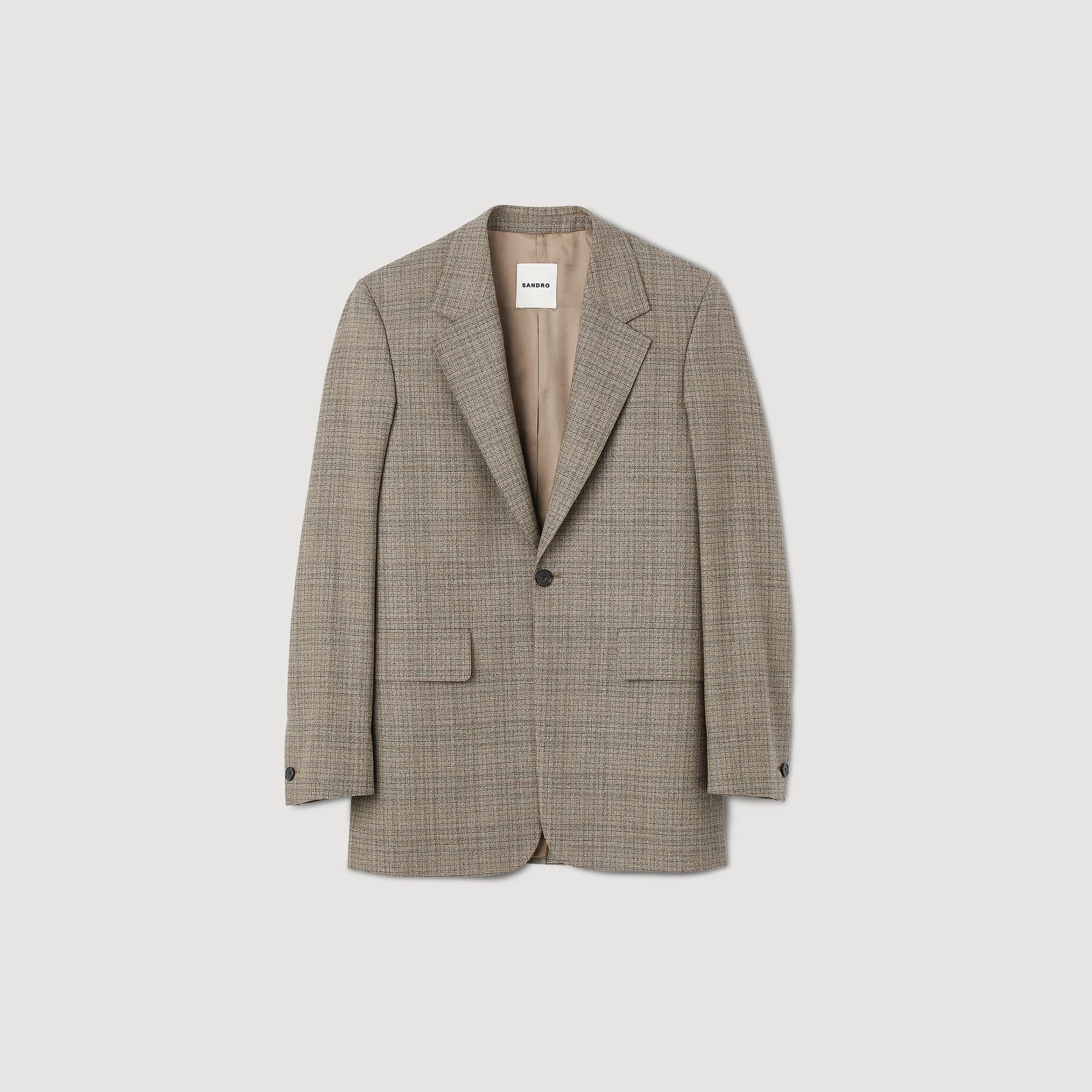 Sandro checked online wool coat
