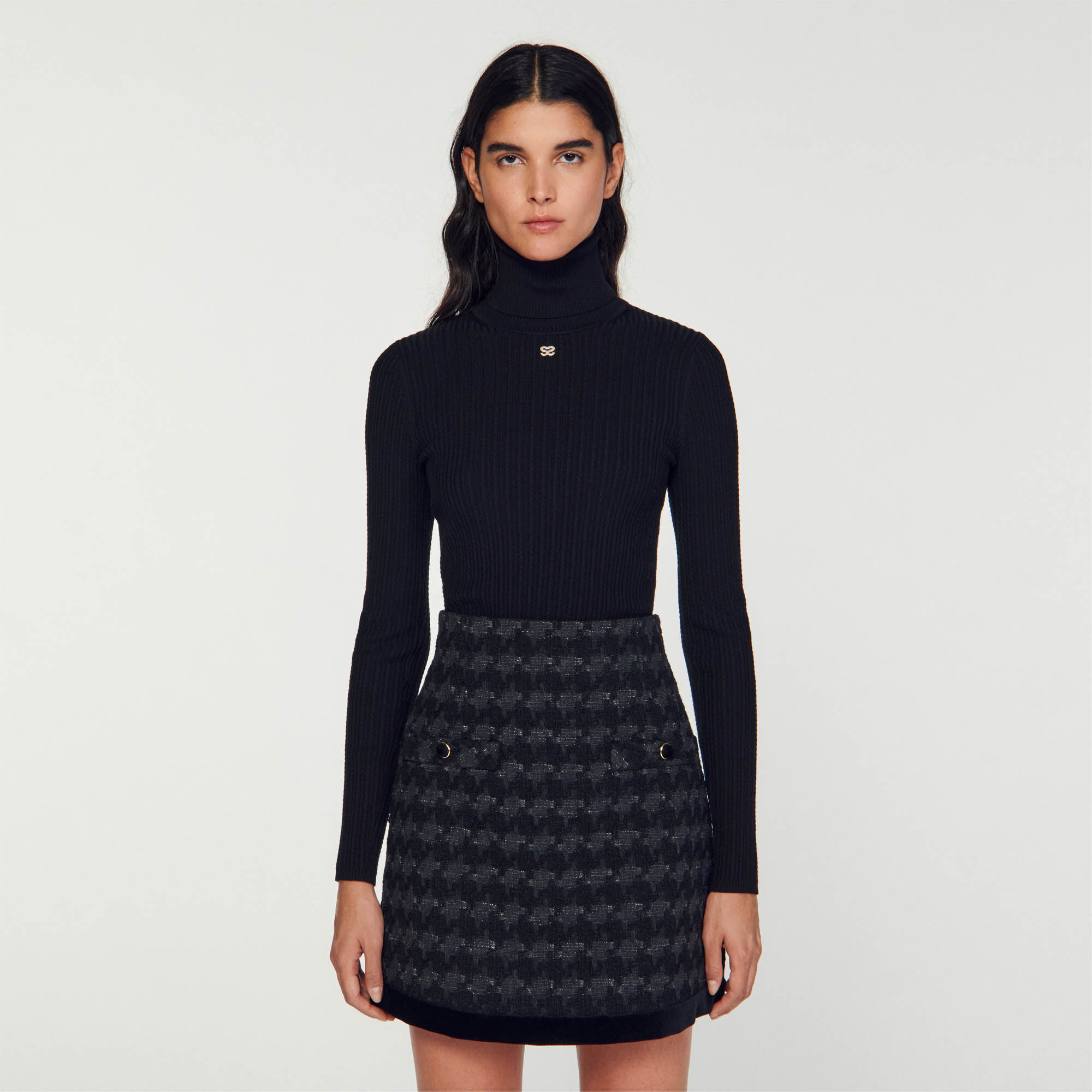 Tweed houndstooth sale skirt